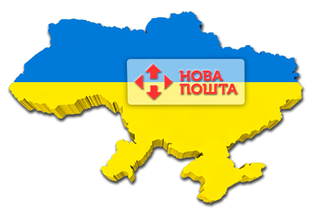 Карта України з логотипом Нової Пошти